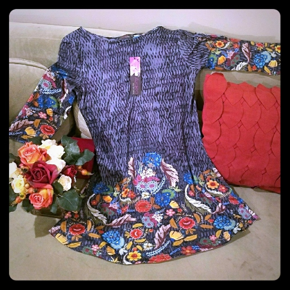 Azalea Floral Print 3/4 Sleeve Tunic